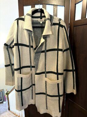 One World Windowpane Open Cardigan